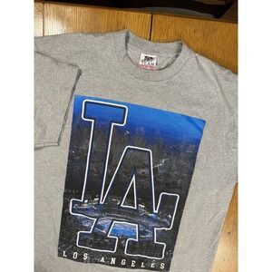 Los Angeles LA Graphic T-Shirt Mens 2XL Pro Team Super Heavyweight‎ Gray Y2K